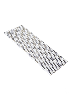 ТРУБОЧКИ ДЛЯ КОКТЕЙЛЕЙ, ПОЛОСЫ БЕЛЫЙ-серебро, МЕТАЛЛИК 12 ШТ