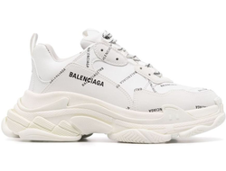 Кроссовки Balenciaga Triple S White Allover Logo