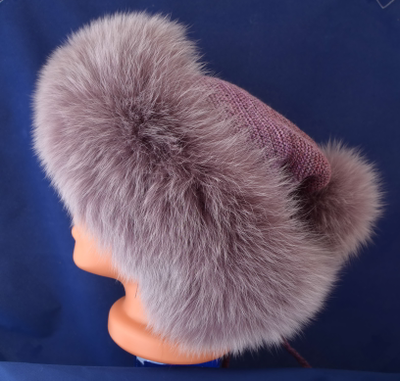 Дизайнерская шапка Vizio 5365 с мехом и меховым помпоном
