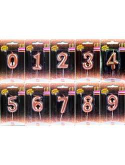 СВЕЧи ЦИФРы 0-9 РОУЗГОЛД 4,5СМ