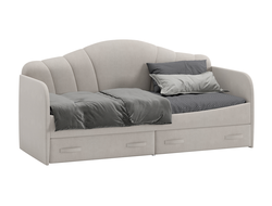 Кровать с мягкой спинкой и ящиками Сабрина (900) Велюр Мокко светлый