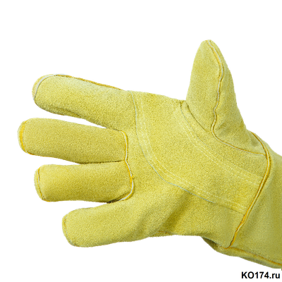 Краги спилковые Hefest желтого цвета, усиленные, 40 см (XY400)