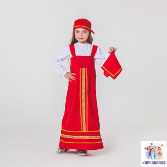 Карнавальный костюм «Матрёшка», платок, сарафан, косынка, рубашка, рост 122-128 см,