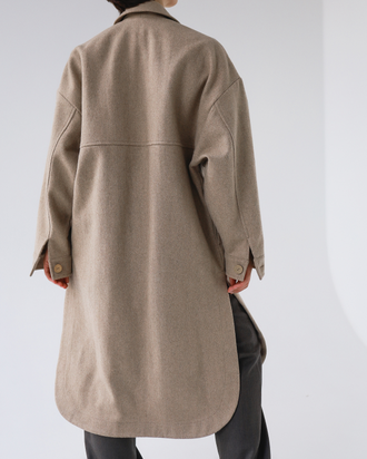 Пальто-рубашка из шерсти (песочный)