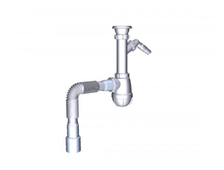 Сифон для кухни 1 1/2"х40 с мет.решет.,отвод для стир.машины,гиб.труба 40х40/50,B1025-15-MR [56973]