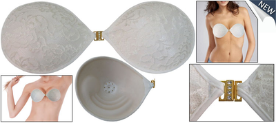 Силиконовый бюстгальтер с кружевом, цвет белый