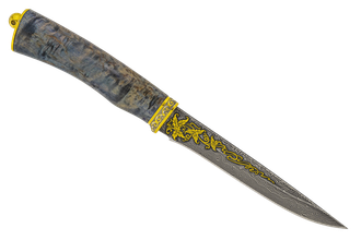 Нож охотничий Нр12 Рисованный клинок в золоте