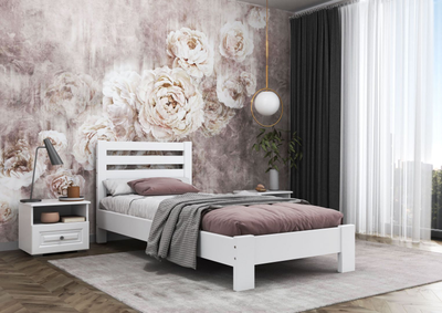 Кровать "Вероника" массив сосны ламели белый античный (Браво)