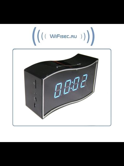 Охранная видеокамера /IP видеоняня WiFi/LAN (Часы настольные, волна)  с аккумулятором с DVR, Full HD (Camwf)