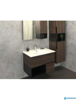 Тумба с раковиной Comforty Франкфурт-75, цвет дуб шоколадно-коричневый