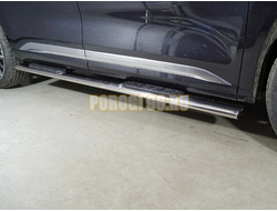 Пороги овальные с накладкой 120х60 мм ТСС для Exeed VX 2023-