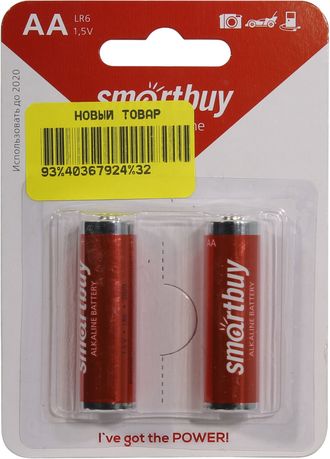 Батарейка AA щелочная Smartbuy SBBA-2A02B 1.5V 2 шт