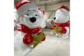 Новогодние фигуры Мишки из стеклопластика для оформления ТЦ