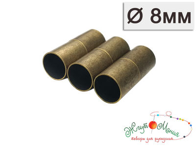 МАГНИТНАЯ ЗАСТЁЖКА "ЦИЛИНДР" - 8мм - БРОНЗА