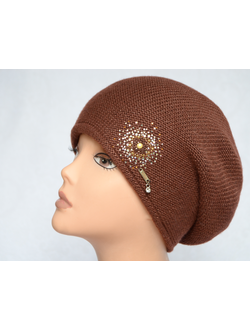 Терракотовый женский вязаный берет Италия Vizio 5613 фото