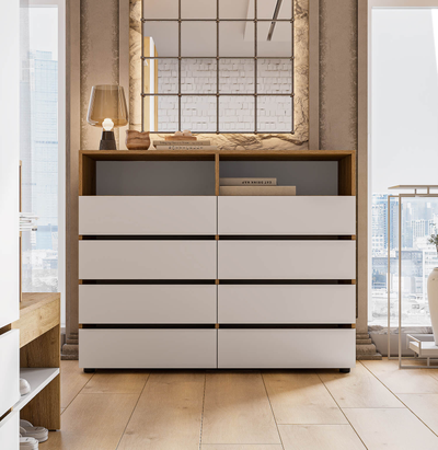 Абрау комод Дуб золотой/Белый