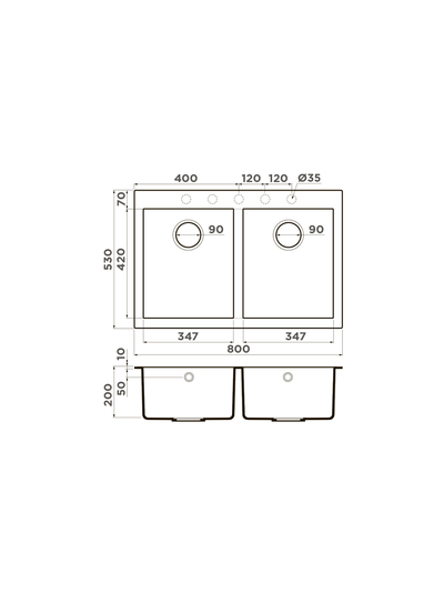 Мойка OMOIKIRI BOSEN 80-2-DC