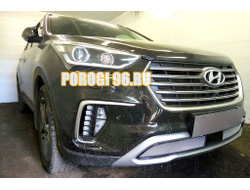 Защита радиатора Hyundai Grand Santa Fe I 2015- (2 части) с датчиком ACC chrome