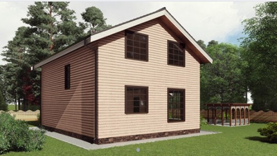 Двухэтажный каркасный дом с четырьмя спальнями 145м² (SK77)