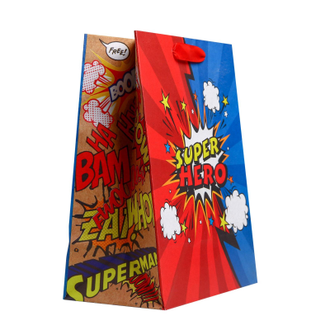 Пакет подарочный крафт 6шт/уп Супер герой MS 18x23x10см