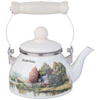 ЧАЙНИК ЭМАЛИРОВАННЫЙ СО СЪЕМНЫМ ФИЛЬТРОМ ИЗ НЖС СЕРИЯ "ДЕРЕВНЯ", 0,85 Л