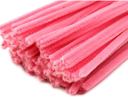 Синельная проволока розовая пушистая 100 штук для рукоделия