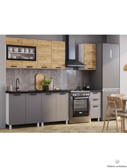 Крафт 2,0м кухонный гарнитур Тип 2 Графит / Крафт