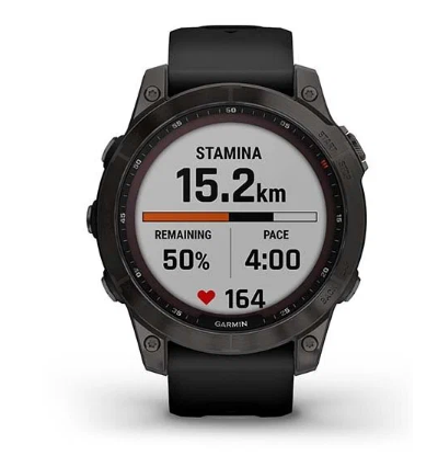 Умные часы Garmin Fenix 7 Sapphire Solar титановый серый DLC с черным ремешком