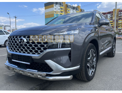 Защита переднего бампера с перемычками d60/42 для Hyundai Santa fe 2021-2024