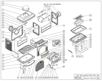 Ограничитель дров для печи Jotul F8 TD на схеме
