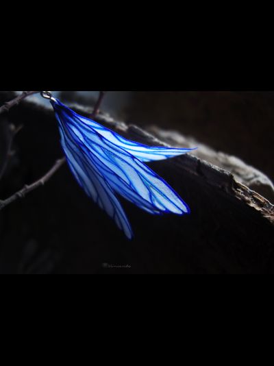 Шёлковые серьги-крылышки с морскими стёклышками и чешским бисером (из серии крыльев Небесной Феи)