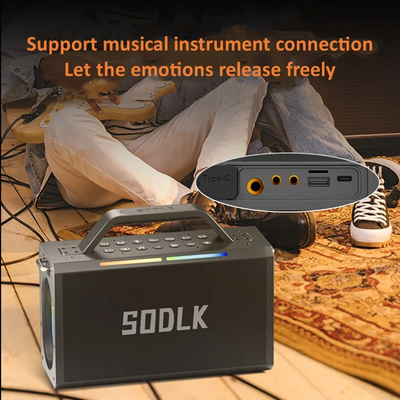 Караоке- система SODLK S1115 200W BLUETOOTH аккумуляторная с двумя беспроводными микрофонами