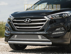 Защита переднего бампера d75х42 (овал) для Hyundai Tucson 2015-... (Хендай туссан)