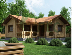 Баня 9x9 из профилированного бруса с верандой