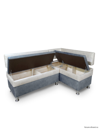 Кухонный угловой диван "Форум-4", Серый/Слоновая кость Правый