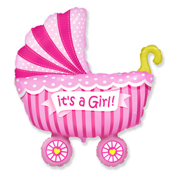 Воздушный шар фольгированный "Коляска. Это девочка"  (Испания) 97 см.