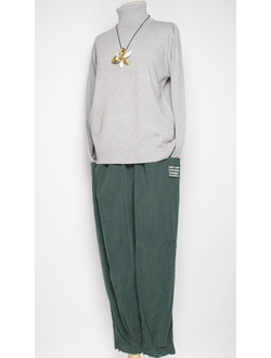 Брюки Бохо вельветовые "БАНАНЫ" малахит р.48-54