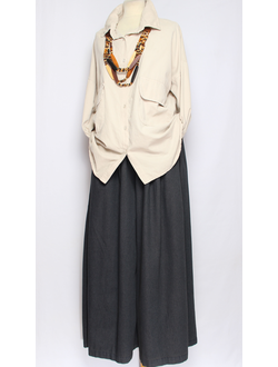 Рубашка Бохо вельветовая "КАРМАНЫ КЛАПАНЫ"  бежевая до р.54