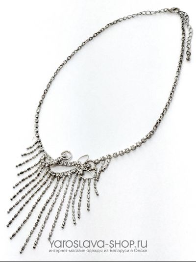 Е-804 Колье под серебро со стразами.