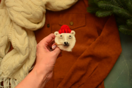 Очный мастер-класс по сухому валянию " Брошь Медведь  Полярник" в Москве