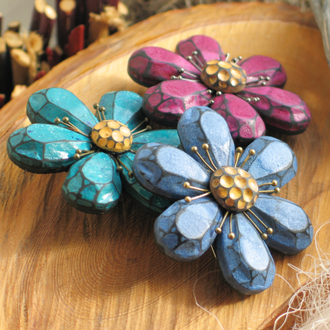 брошь "Кристальный цветок", цвет-светло-коричневый