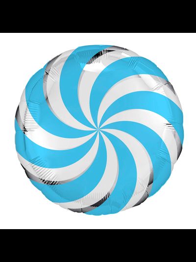 Фольгированный шар с гелием "Карамель" голубая/серебро 45 см