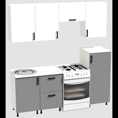 Кухня Эконом 1,5 метра с полуколонкой (1000х500) Цвет: Белый/Базальт