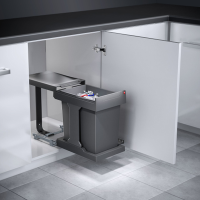 Встраиваемое мусорное ведро 20л Solo Hailo 3636001 выдвигается синхронно
