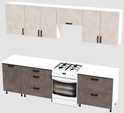 Кухня Эконом 2,1 метра (1300х800) Цвет: Цемент светлый/Цемент темный