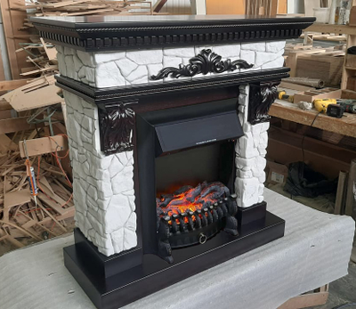 камин электрический Остия BL с очагом Fobos