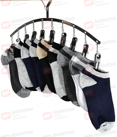 A022W Вешалка-органайзер прорезиненная для носков, шарфов 10 прищепок, цвет: белый