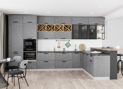 Кухня «Ройс» Серый эмалит/Белый эмалит модульная кухня