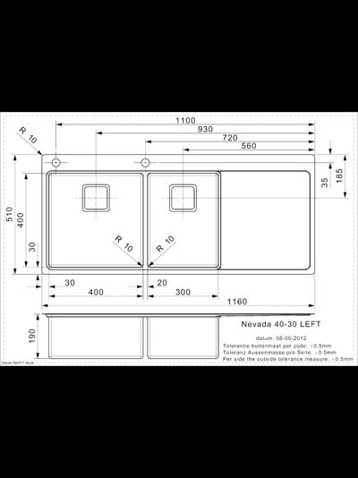 Мойка Reginox Nevada L 40x30 Left brushed
