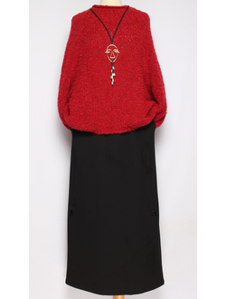 Юбка плотная трикотажная "Клепки шлица" черная р.44,46